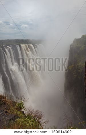 The Drop Of Water On The Victoria Falls On The African River Zambezi
