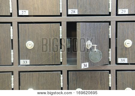 Interior of a locker room in fitness club