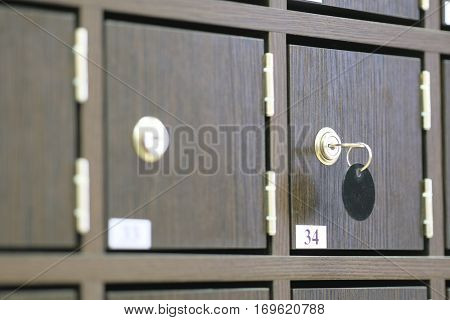 Interior of a locker room in fitness club