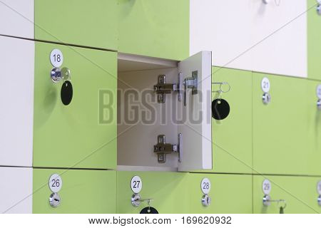 Interior of a locker room in fitness club