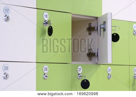 Interior of a locker room in fitness club