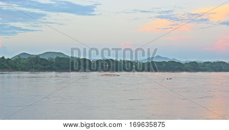 Passenger boat at Chiang - Khan,Loei province in thailand.