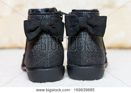 New Sparkly Velvet Black Warm Children Boots for autumn-winter