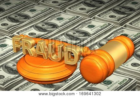 Fraud Law Legal Gavel Concept 3D Illustration
