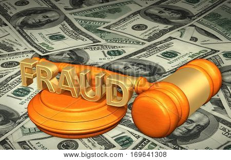 Fraud Law Legal Gavel Concept 3D Illustration