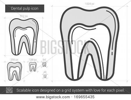 Dental pulp vector line icon isolated on white background. Dental pulp line icon for infographic, website or app. Scalable icon designed on a grid system.