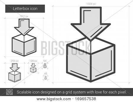 Letterbox vector line icon isolated on white background. Letterbox line icon for infographic, website or app. Scalable icon designed on a grid system.