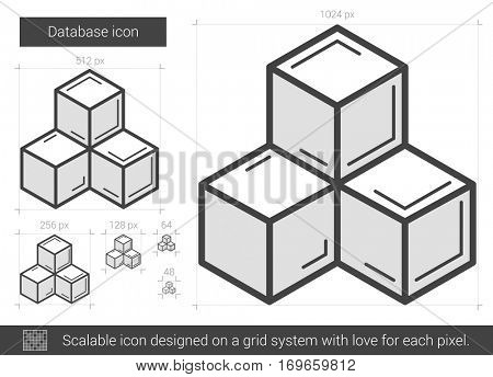 Database vector line icon isolated on white background. Database line icon for infographic, website or app. Scalable icon designed on a grid system.