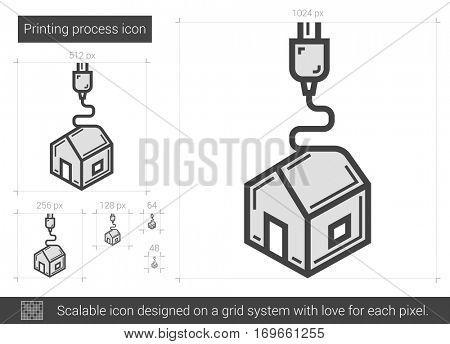 Printing process vector line icon isolated on white background. Printing process line icon for infographic, website or app. Scalable icon designed on a grid system.