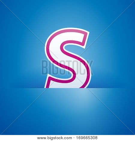 Vector sign pocket with letter S in blue