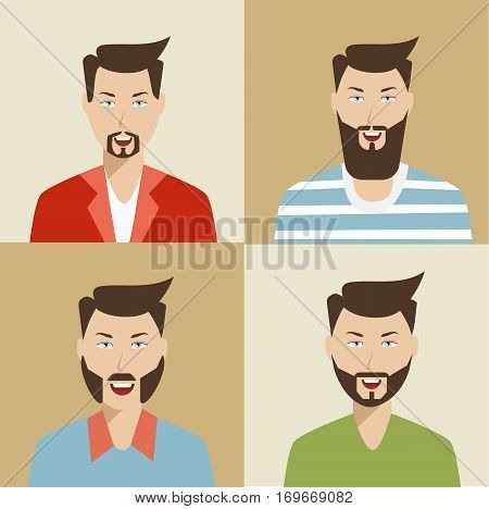 Set avatars of bearded men flat modern style vector illustration stock