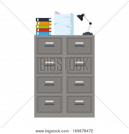 files cabinet icon over white background. colorful design. vector illustration