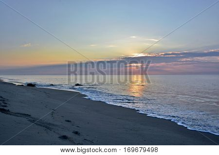Scenic Summer Seashore Sunrise on the Beach