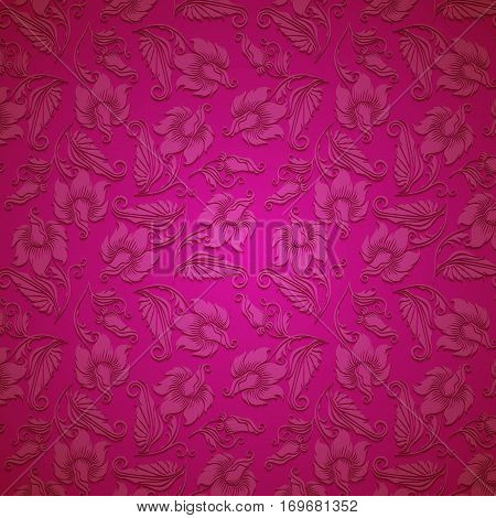Elegant template with 3d lace paper ornament for page, web design. Filigree floral elements, ornate vintage background. Vector illustration EPS10