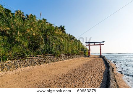 Torii in Aoshima Shrine of Aoshima Island