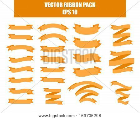 Vector set of 23 ribbons. Modern flat icons in stylish colors. Icons for Web and Mobile Application. EPS 10.