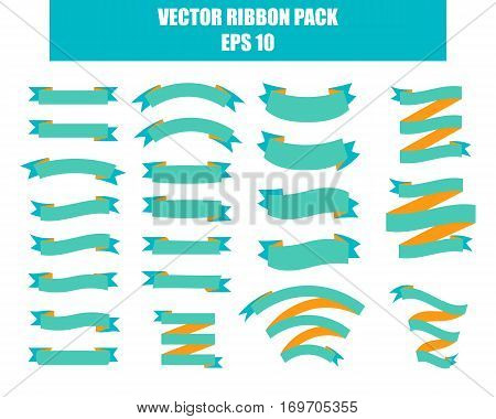 Vector set of 23 ribbons. Modern flat icons in stylish colors. Icons for Web and Mobile Application. EPS 10.