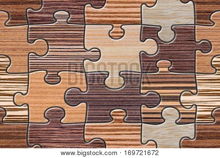 Puzzles made of different exotic wood. SEAMLESS background pattern. Will tile endlessly.