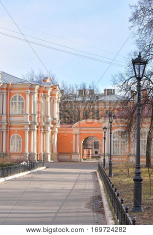 Alexander Nevsky Lavra, ancient monastery in Baroque style in center of St.Petersburg, Russia.
