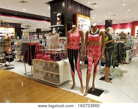 CHIANG RAI THAILAND - FEBRUARY 2 : Department store interior view with sportware shop at Central Plaza on February 2 2017 in Chiang rai Thailand.