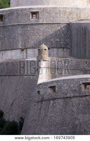 DUBROVNIK, CROATIA - NOVEMBER 30: Walls of Dubrovnik with Minceta Tower in Dubrovnik, Croatia on November 30, 2015.