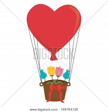heart love with flowers card icon vector illustration design