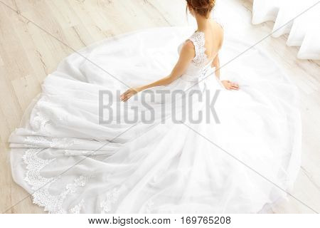 Bride in beautiful wedding gown