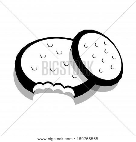 monochrome silhouette with oreo cookie vector illustration