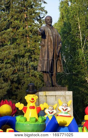 Gorno-Altaisk, Russia - July 12, 2016: Lenin Square, Gorno-Altaisk, Altai Republic, Siberia, Russia