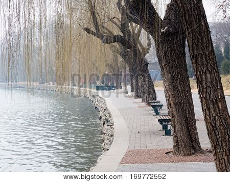 Lakeside Promenade In Beihai Park, Central Beijing