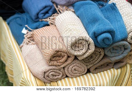 close up roll trouser handmade from silk in agriculture life of Thailand rural