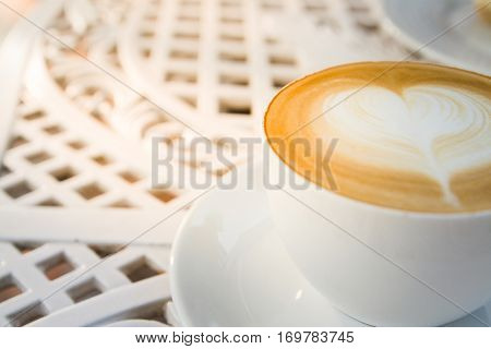 art coffee cup and latte art in holiday