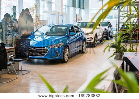 Showroom And Car Of Dealership Hyndai In Kirov City In 2016