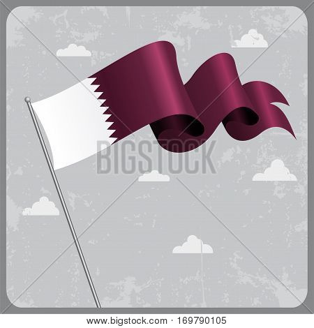Qatari flag wavy abstract background. Vector illustration.