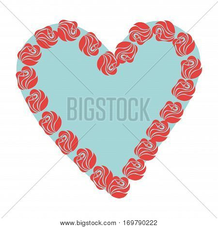 heart love with flowers card icon vector illustration design