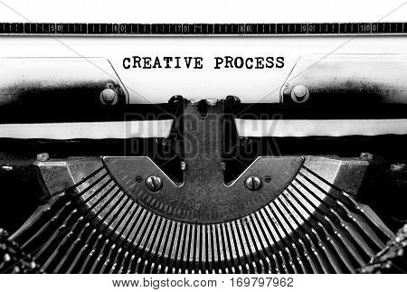 CREATIVE PROCESS Typed Words On a Vintage Typewriter Conceptual