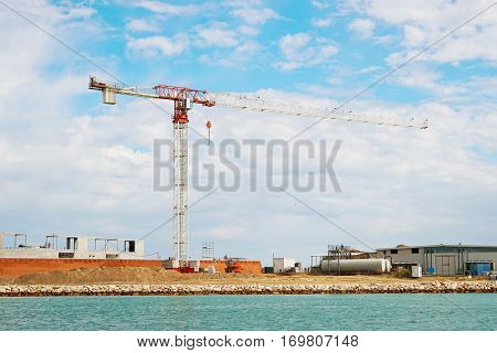Construction site by the sea