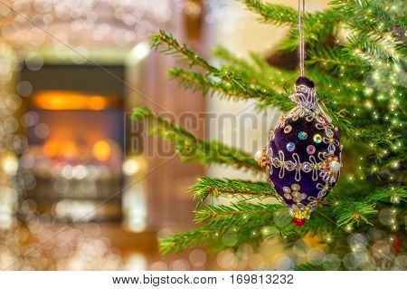 Christmas Background With Toys Christmas Tree Fireplace.
