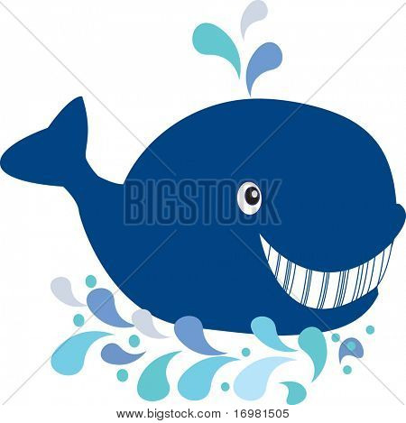 Balena felice. Illustrazione vettoriale.
