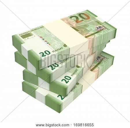 Azerbaijan manat isolated on white background. 3D illustration.