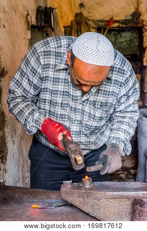 Smith Making Nails, Lahich, Azerbaijan
