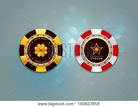 casino chips on the bokeh background vector
