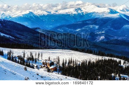White peaks mountains of Dragobrat.The west Ukraine.