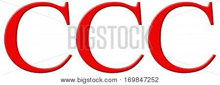 Roman Numeral Ccc, Trecenti, 300, Three Hundred, Isolated On White Background, 3D Render