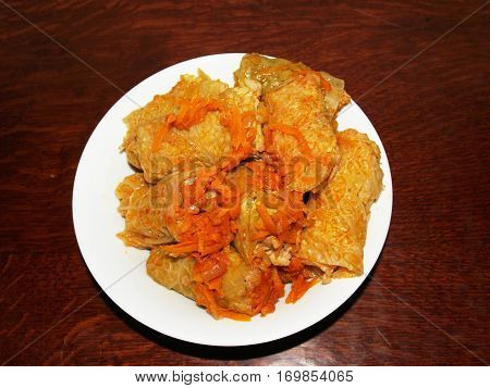 stuffed cabbage is a dish of stuffing wrapped in cabbage leaves.