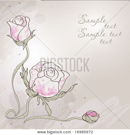 Sfondo vintage con Rose disegnato a mano