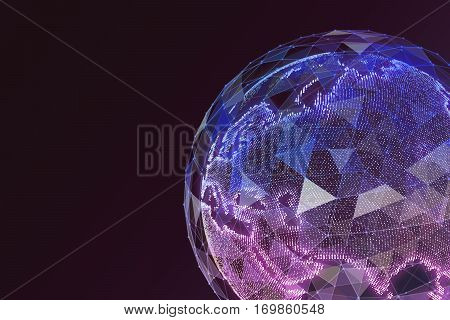 Digital world map. Global network satellite technology of earth