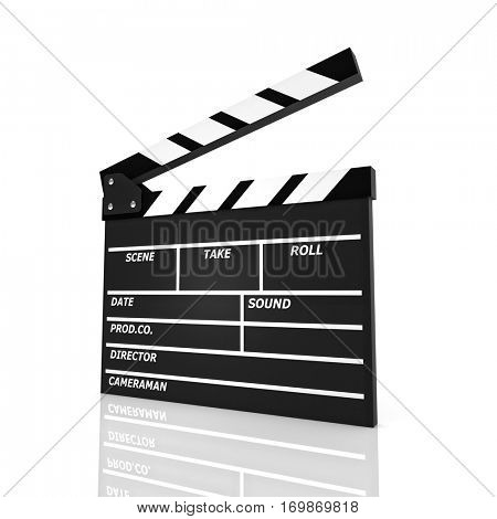 classic clapper board 3d rendering