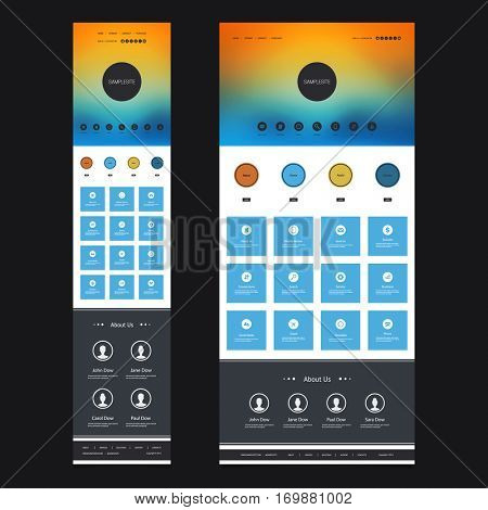 Responsive One Page Website Template Kit with Blurred Background - Sunset Sky Header Design - Desktop and Mobile Version