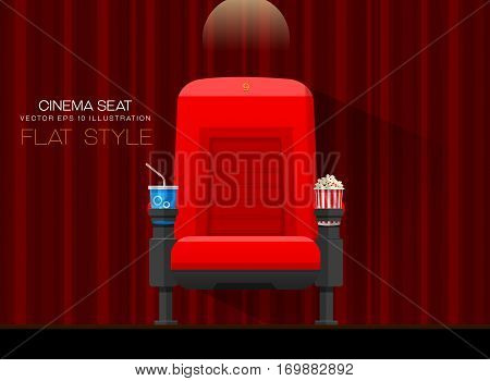 Cinema seat Theater seat flat style on curtain background vector